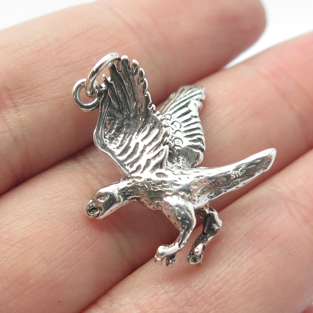 925 Sterling Silver Vintage Southwestern Eagle Bird Charm Pendant