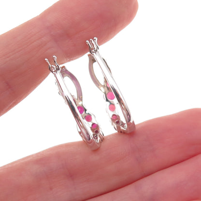 925 Sterling Silver Real Ruby & White Topaz Infinity Hoop Earrings