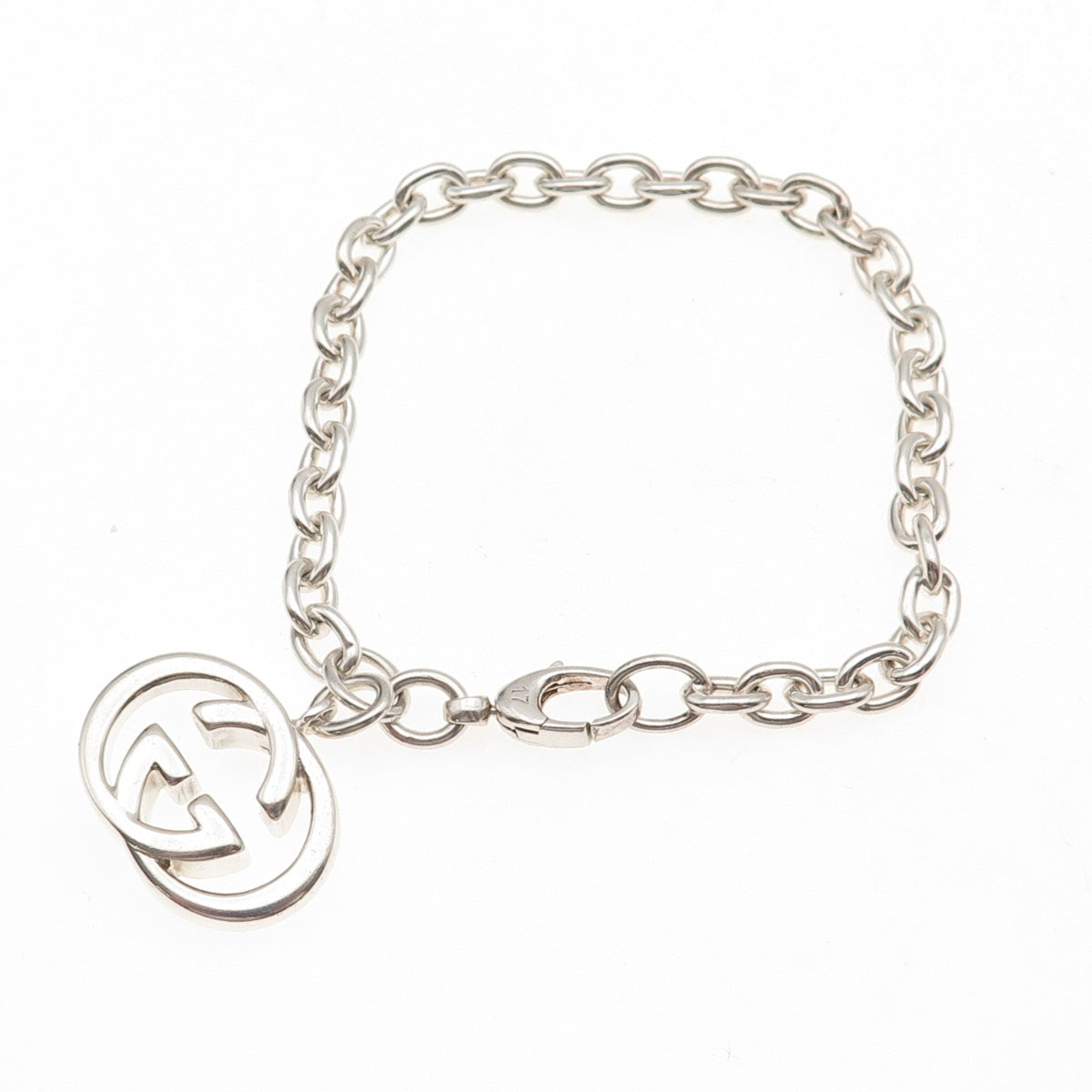 Gucci 925 Sterling Silver Vintage Interlocking G Cable Link Bracelet 7"