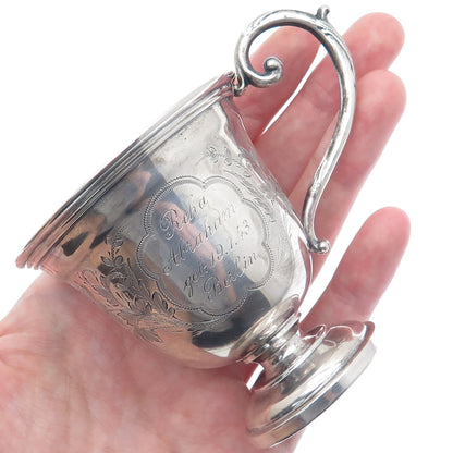 800 Silver Antique WWII Engraved Berlin Judaica Floral Teacup