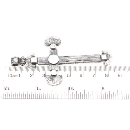 925 Sterling Silver Vintage Cross Large Oxidized Pendant