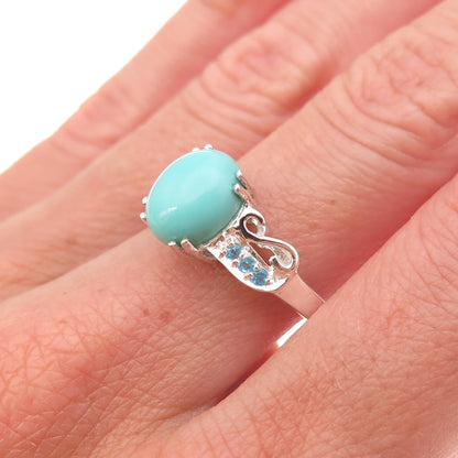 925 Sterling Silver Real Turquoise & Apatite Ring Size 8