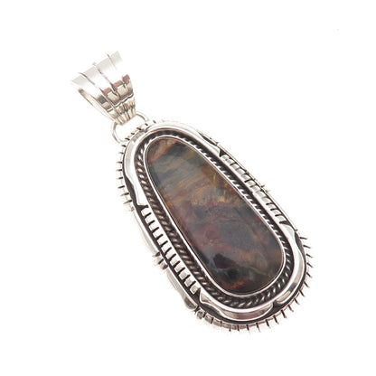 Gary Spencer Navajo Old Pawn Sterling Silver Vintage Tiger Iron Tribal Pendant