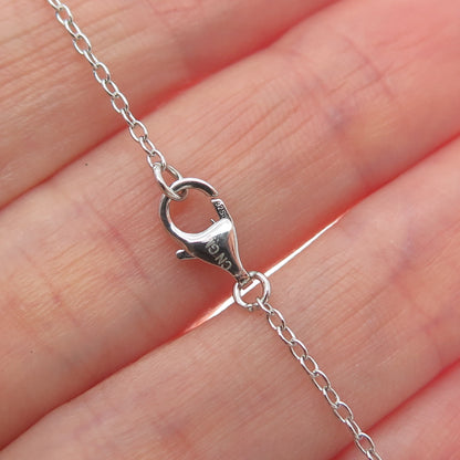 925 Sterling Silver Multi-Color C Z V-Style Cable Chain Necklace 16"