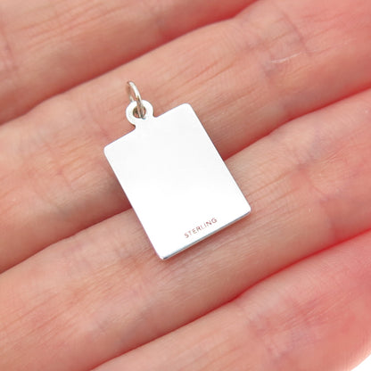 925 Sterling Silver Red Enamel Happy Ending Minimalist Charm Pendant