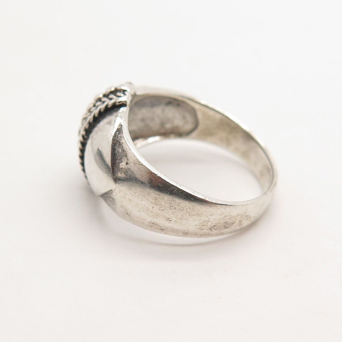 925 Sterling Silver Vintage Beaded Ring Size 5.75