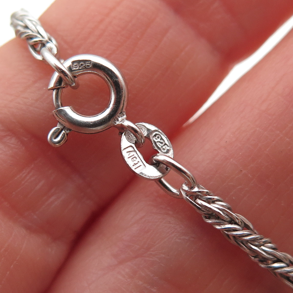 UnoAErre 925 Sterling Silver Vintage Italy Twisted Rope Chain Necklace 24"