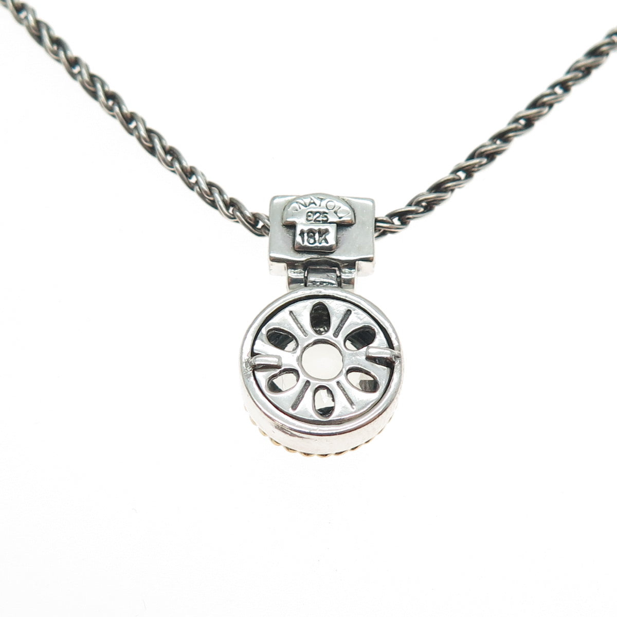 ANATOLI 925 Sterling Silver 18K Gold Real Green Amethyst Chain Necklace 18"