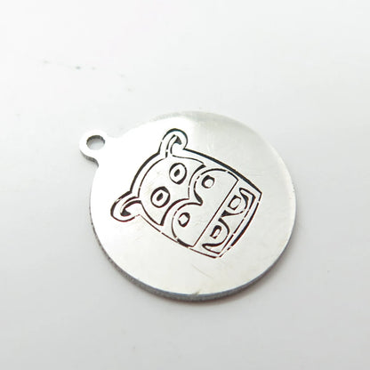 925 Sterling Silver USA Two In Town Hippopotamus Charm Pendant
