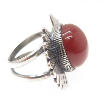 JAY KING DESERT ROSE 925 Sterling Silver Vintage Real Carnelian Ring Size 5.25