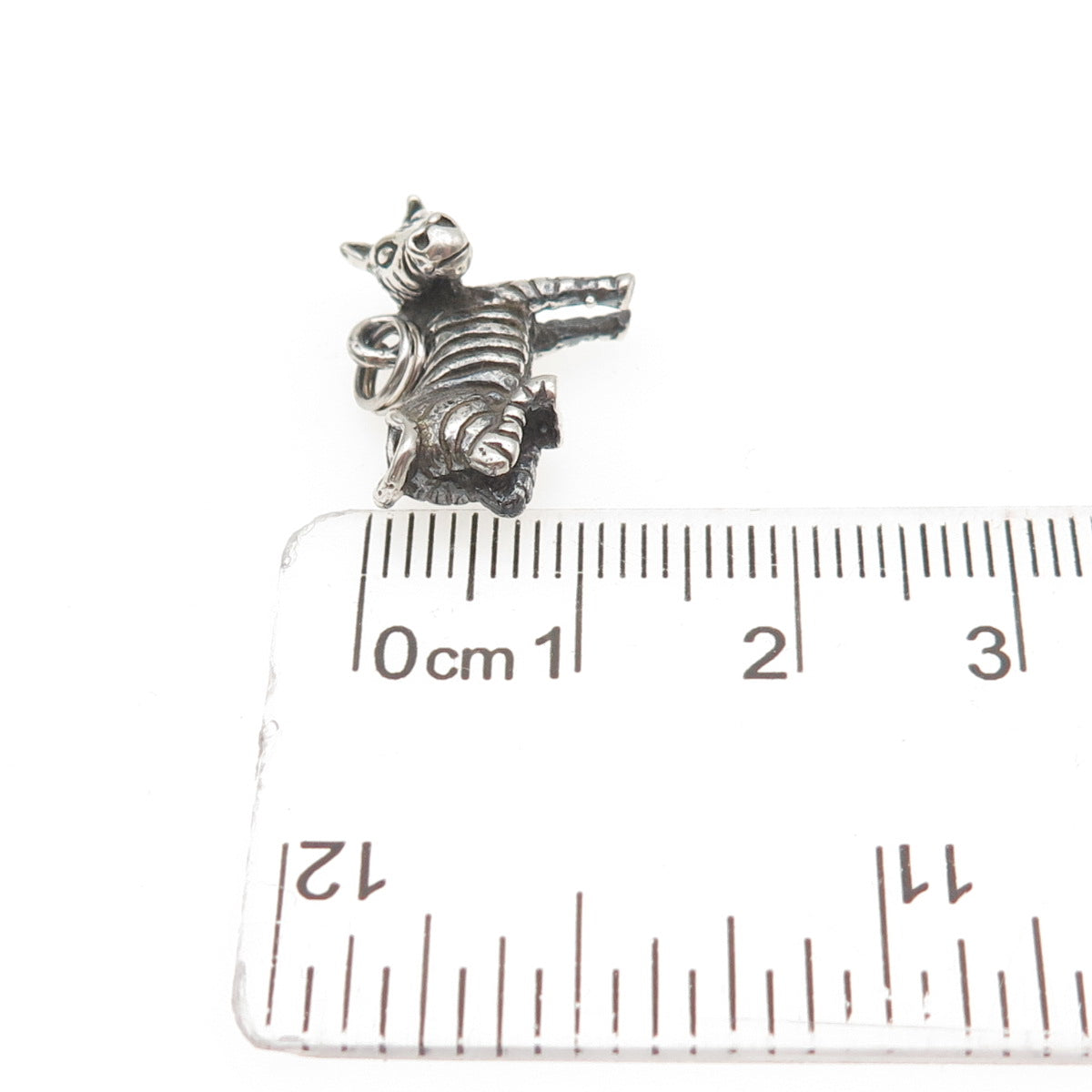 925 Sterling Silver Vintage Zebra Oxidized 3D Mini Charm Pendant
