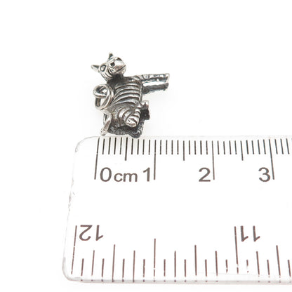 925 Sterling Silver Vintage Zebra Oxidized 3D Mini Charm Pendant