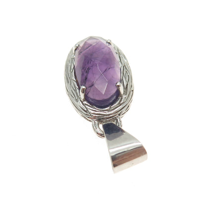 CHAPAL ZENRAY 925 Sterling Silver Real Oval-Cut Amethyst Pendant