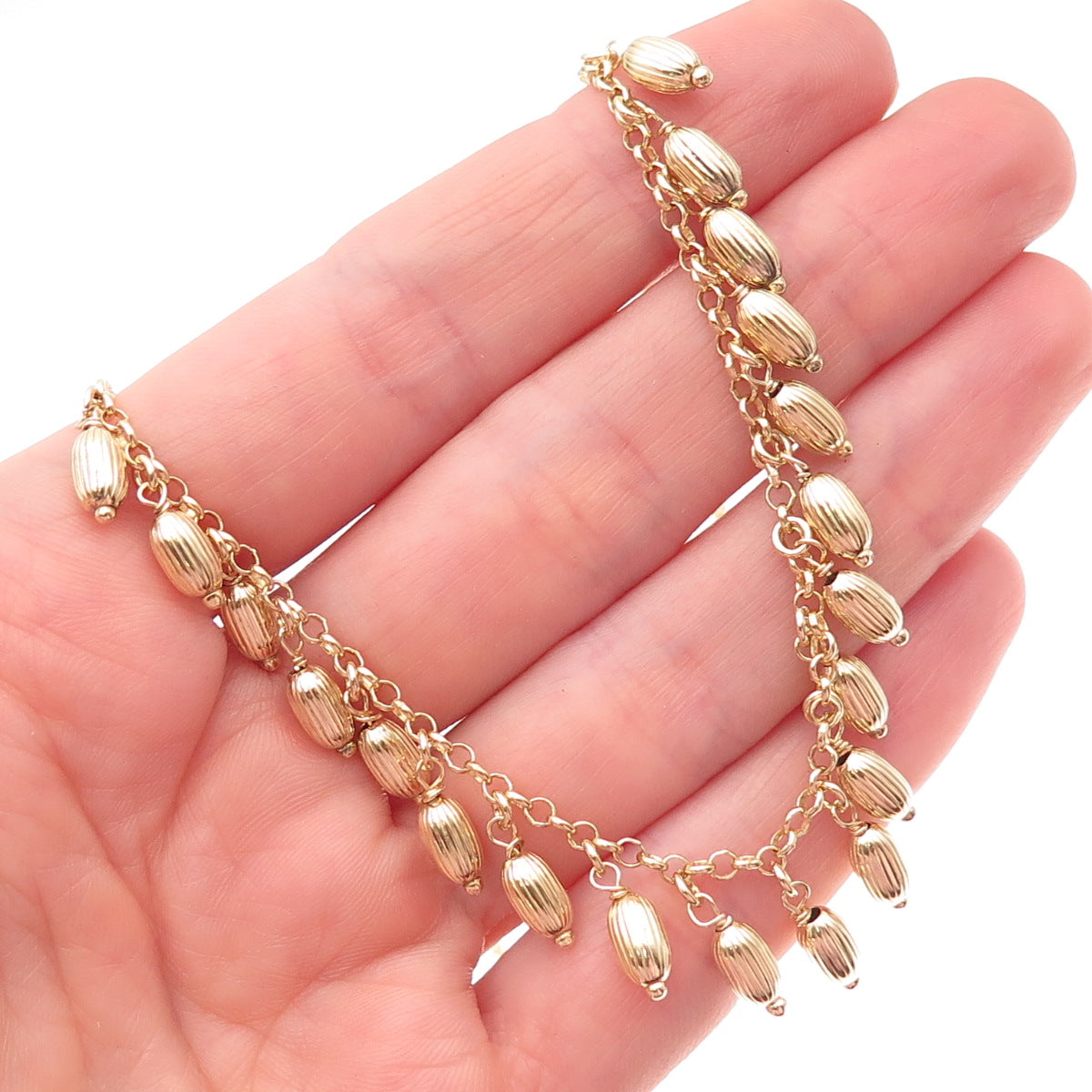 GioIelli Di Valenza 925 Sterling Gold Plated Italy Dangle Beads Necklace 16-18"