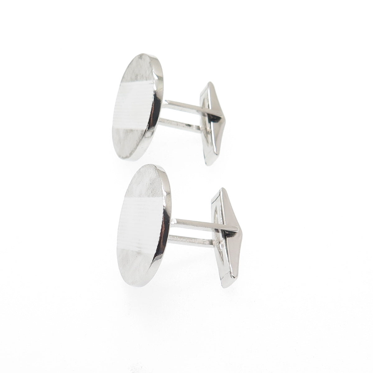 925 Sterling Silver Vintage Ribbed Round Cufflinks