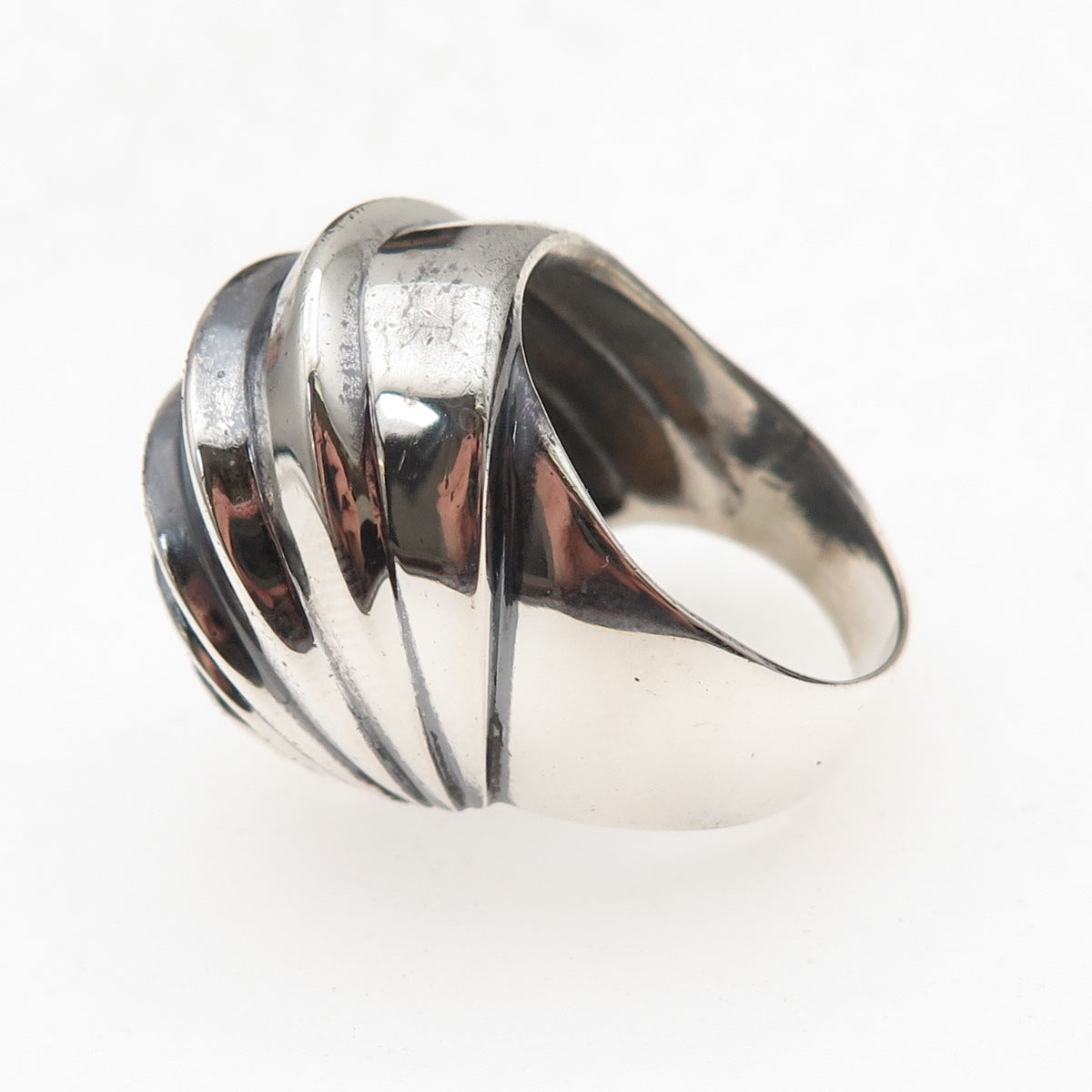 925 Sterling Silver Vintage Modernist Oxidized Ring Size 7.5