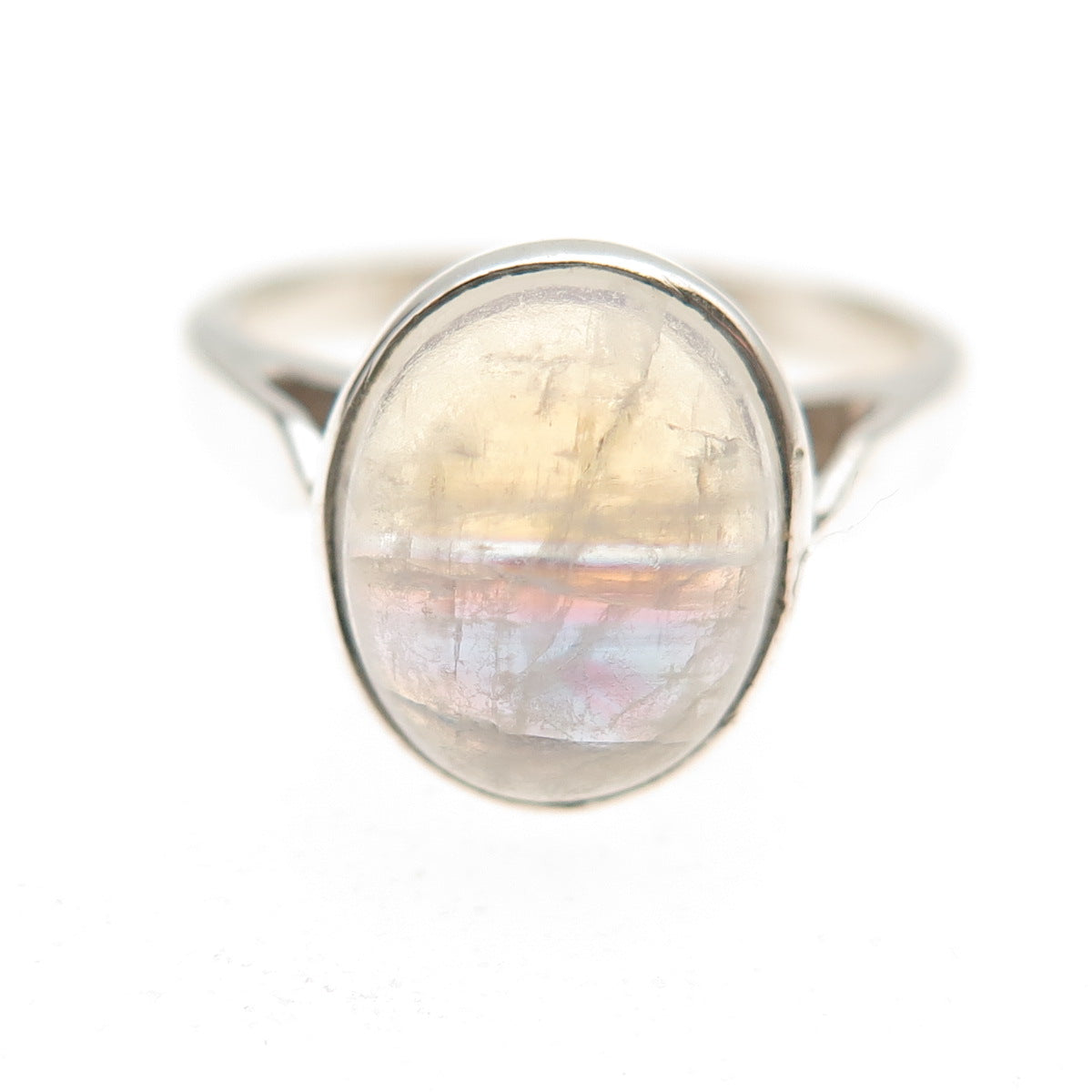 925 Sterling Silver Vintage Real Moonstone Oxidized Ring Size 6.25