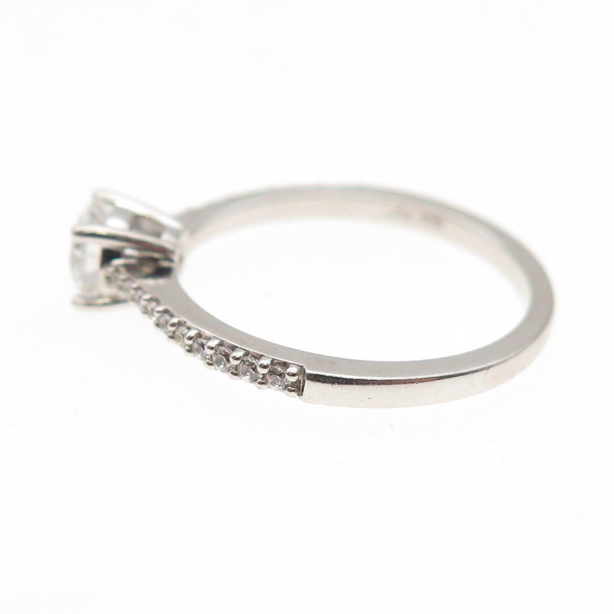 925 Sterling Silver Round-Cut C Z Engagement Ring Size 6.25