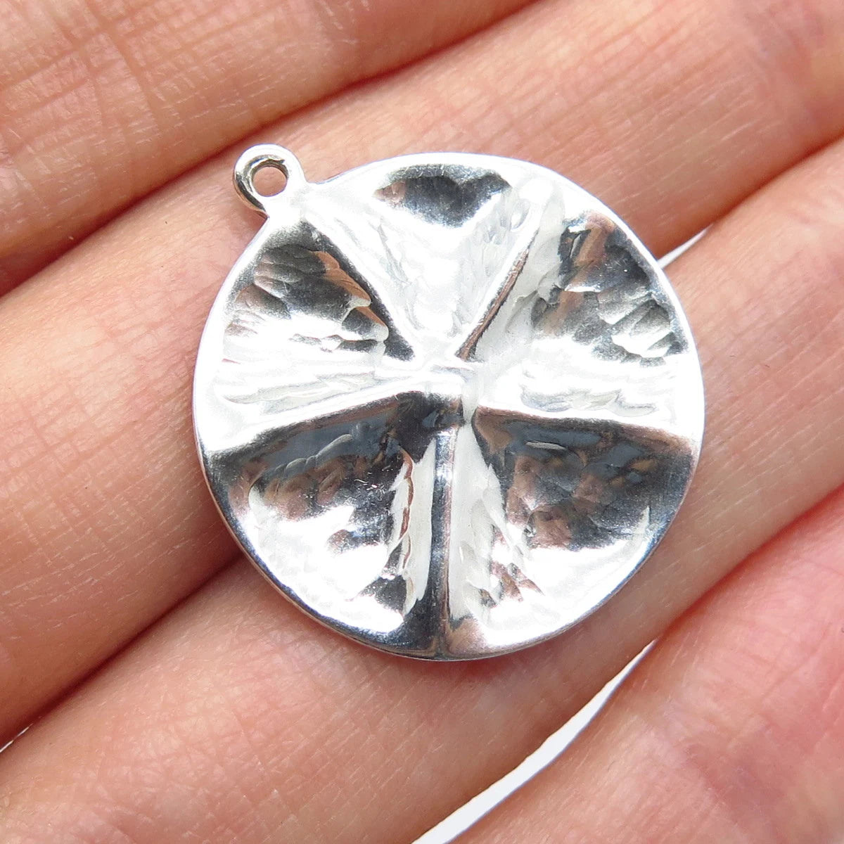 925 Sterling Silver Vintage Hammered Finish Pendant