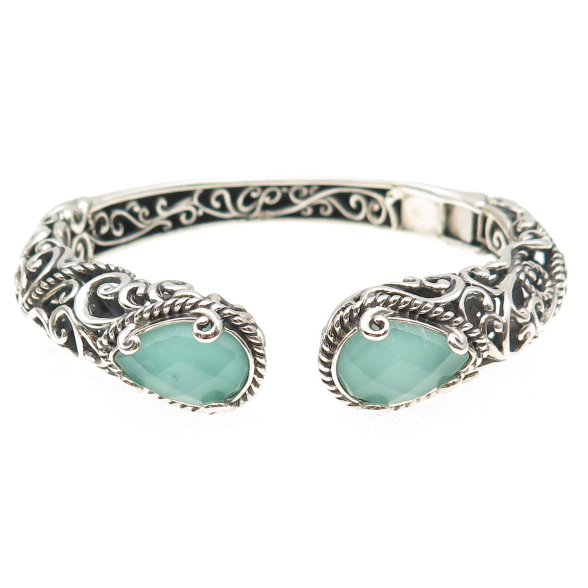 CAROLYN POLLACK 925 Sterling Silver Vintage Real Doublet MOP Swirl Bracelet 6.5"