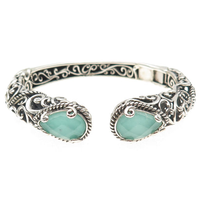 CAROLYN POLLACK 925 Sterling Silver Vintage Real Doublet MOP Swirl Bracelet 6.5"