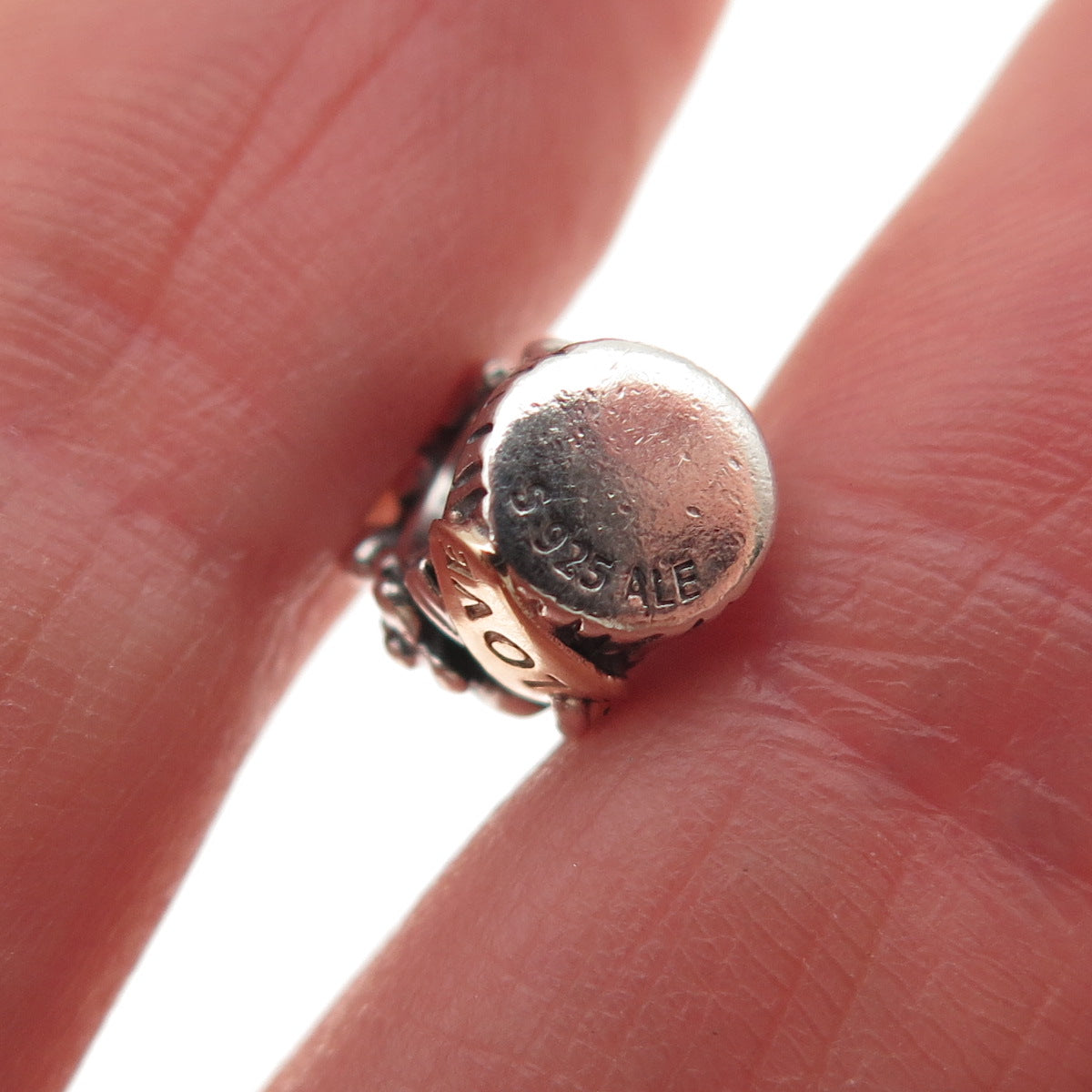 PANDORA 925 Sterling Silver & Gold Love Bouquet Slide Bead Charm