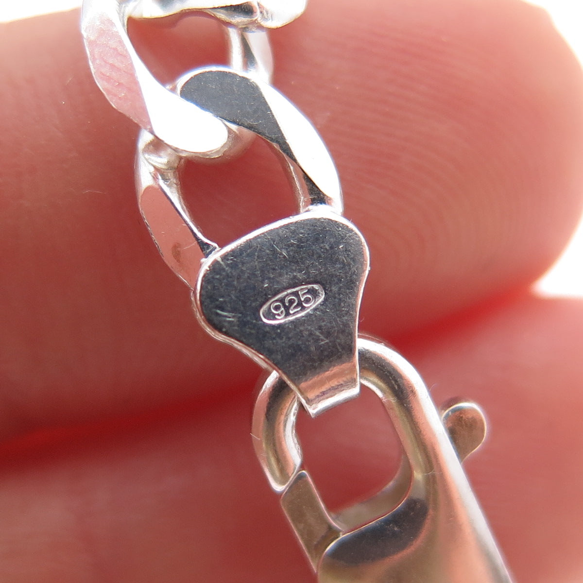 925 Sterling Silver Vintage Italy Curb Chain Necklace 24"