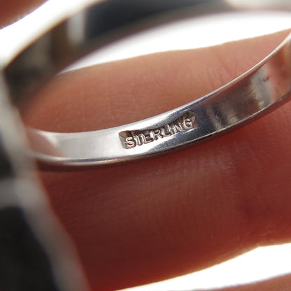 925 Sterling Silver Vintage Modernist Oxidized Ring Size 6