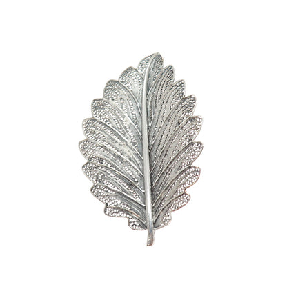 925 Sterling Silver Vintage Floral Leaf Filigree Oxidized Pin Brooch