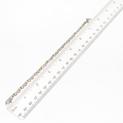 Dee Berkle 925 Sterling Silver Real Diamond & Citrine Infinity Link Bracelet 7"