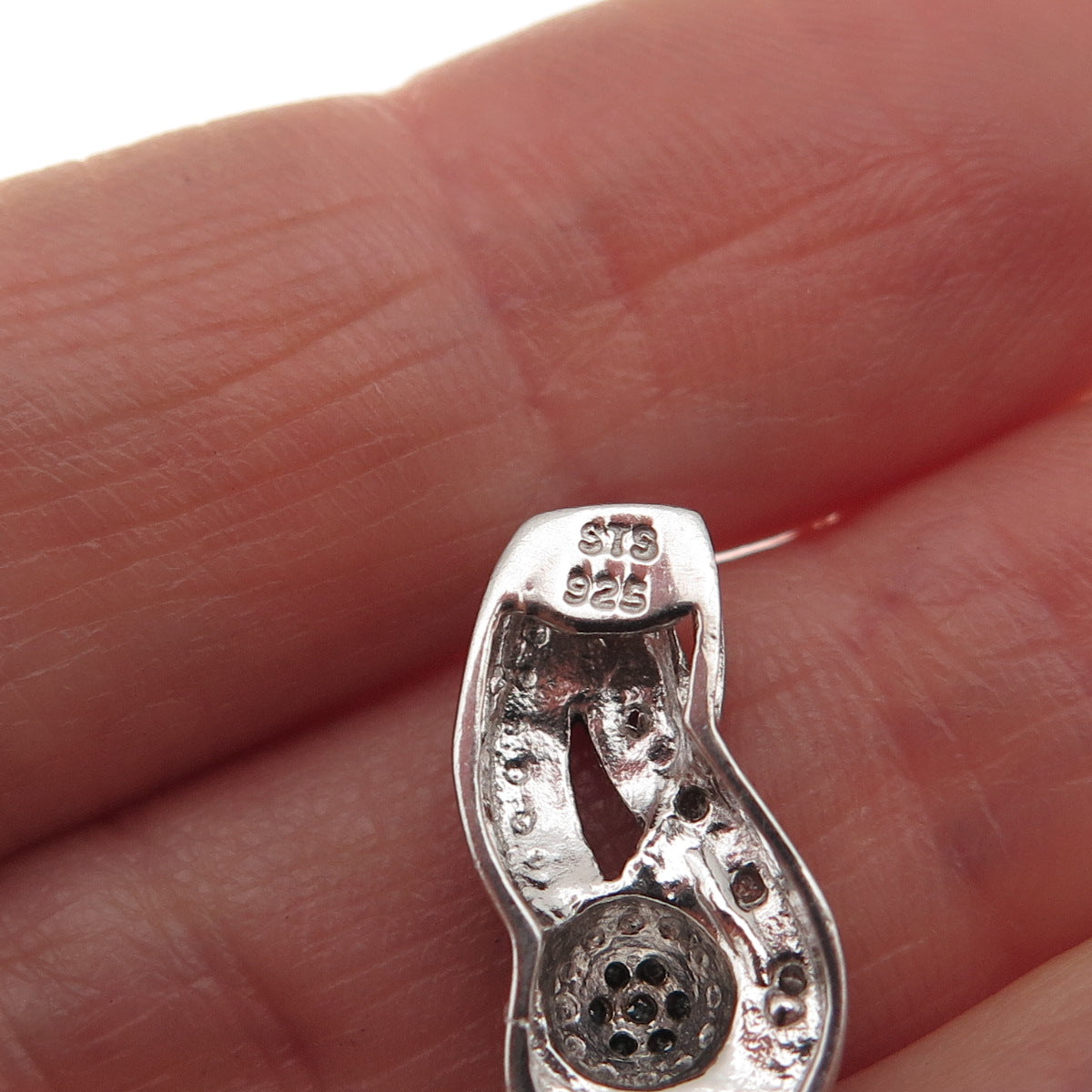 Chuck Clemency 925 Sterling Silver Real Blue & White Diamond Mini Slide Pendant