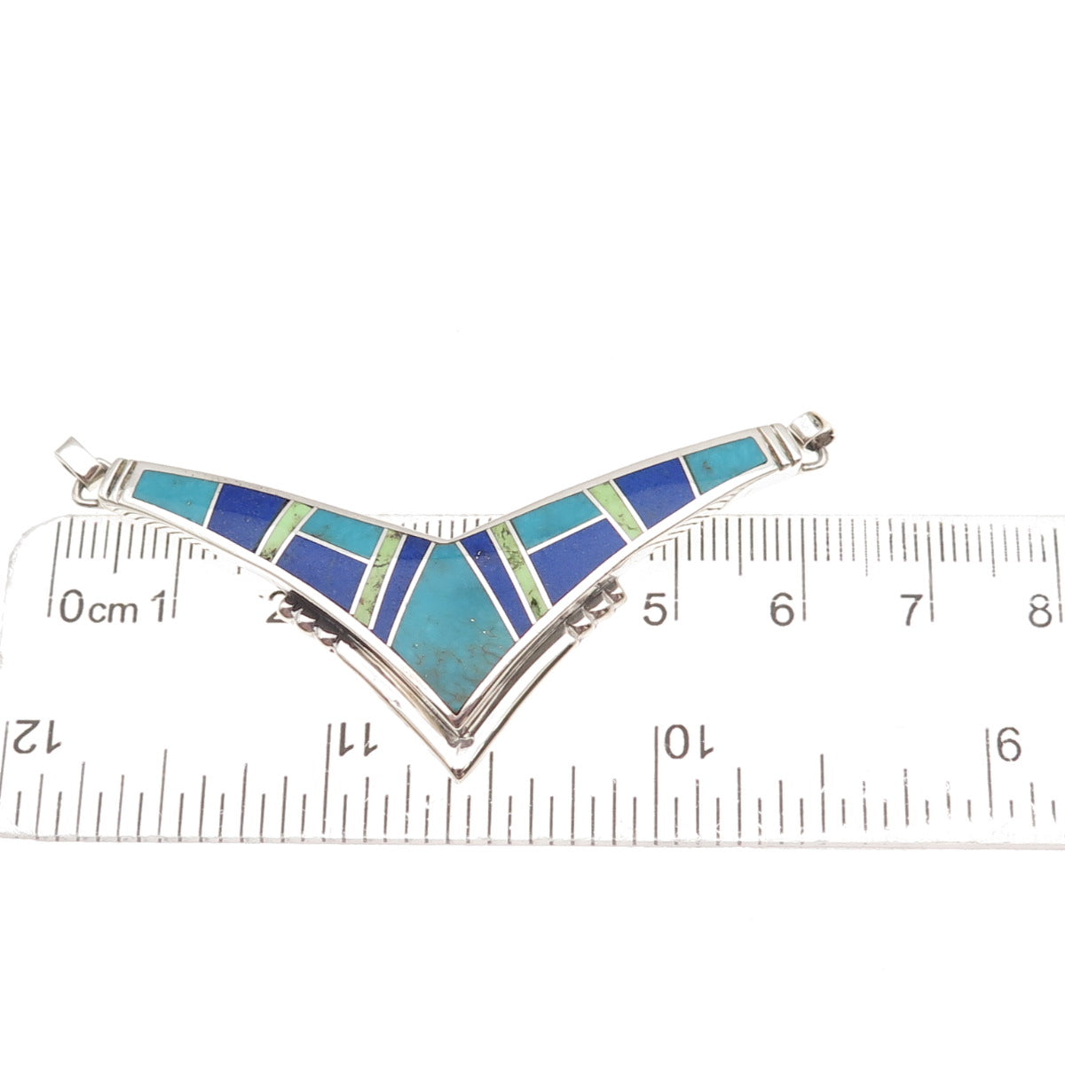 Calvin Spencer Navajo SuperSmiths Old Pawn 925 Sterling Turquoise Lapis Pendant