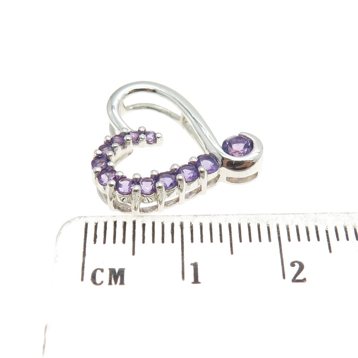 ALWAND VAHAN 925 Sterling Silver Real Amethyst Gemstone Open Heart Pendant