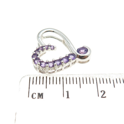 ALWAND VAHAN 925 Sterling Silver Real Amethyst Gemstone Open Heart Pendant
