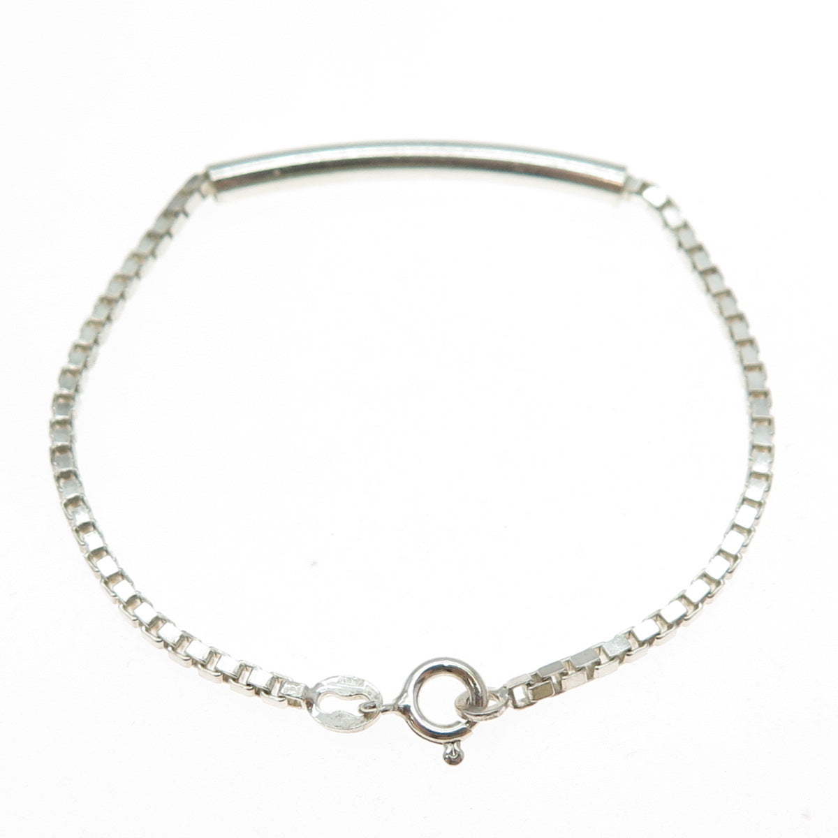 925 Sterling Silver Vintage Italy ID Bar Box Link Bracelet 6.25"