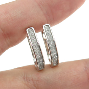 925 Sterling Silver Diamond-Illusion Horseshoe Hoop Earrings
