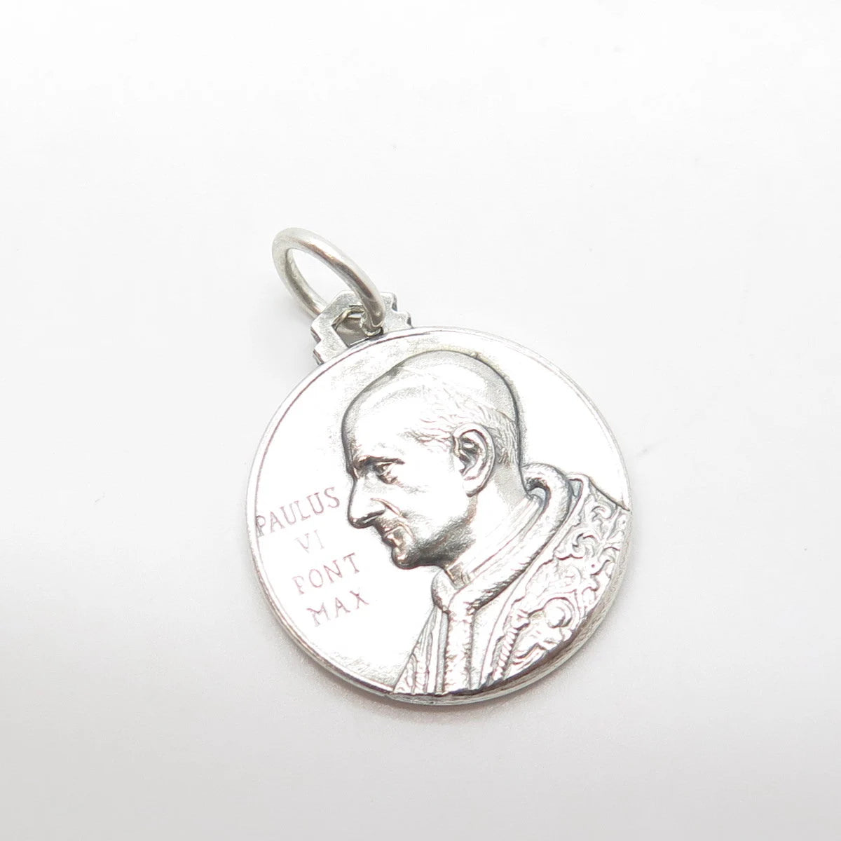 800 Silver Vintage Paulus VI Pont Max Religious Medal Charm Pendant