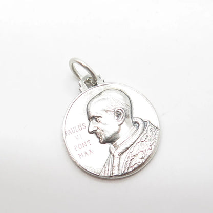 800 Silver Vintage Paulus VI Pont Max Religious Medal Charm Pendant