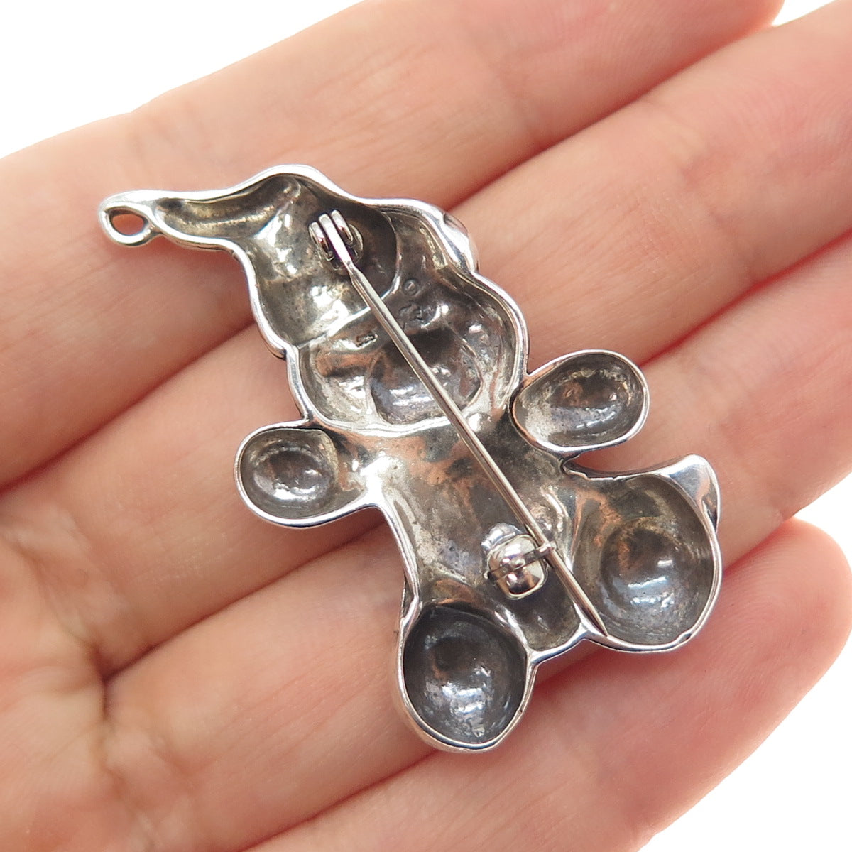 JEZLAINE 925 Sterling Silver Vintage Teddy Bear Oxidized Pin Brooch