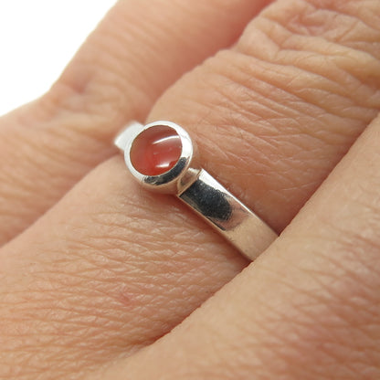 925 Sterling Silver Vintage Real Carnelian Ring Size 6.25