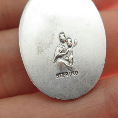 925 Sterling Silver Antique Art Deco Jesus Sacred Heart Medal Charm Pendant