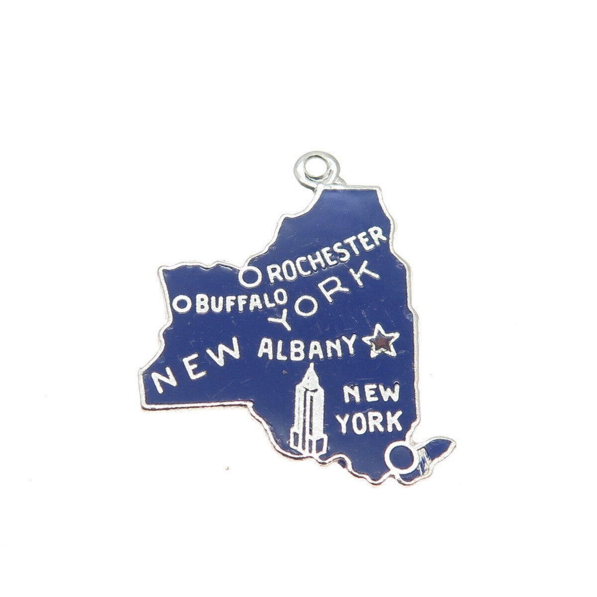 ART'S ELEGANCE 925 Sterling Silver Vintage Enamel New York Charm Pendant