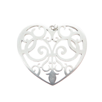 925 Sterling Silver Vintage Ornate Heart Charm Pendant