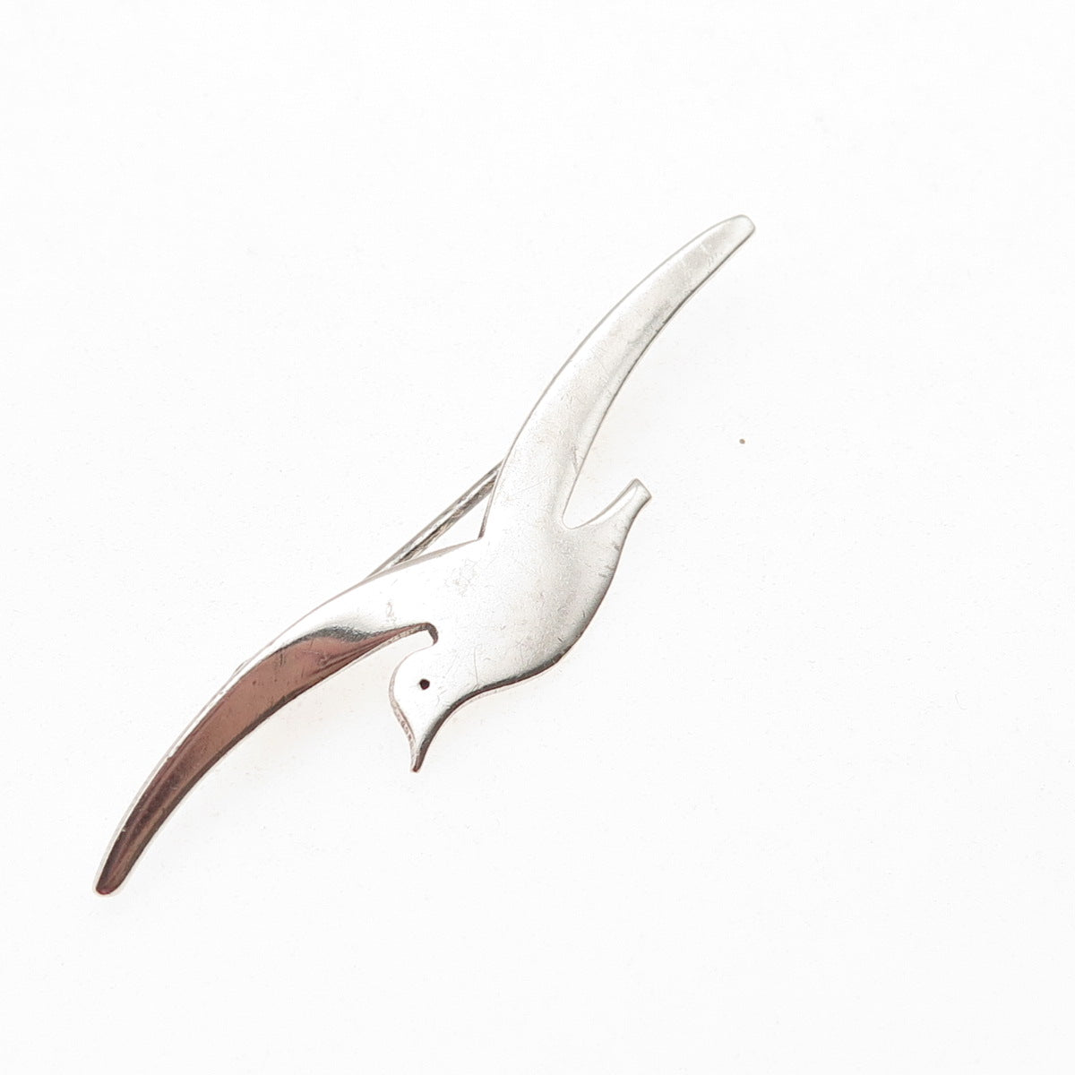 925 Sterling Silver Vintage Seagull Bird Hand-Wrought Oxidized Pin Brooch