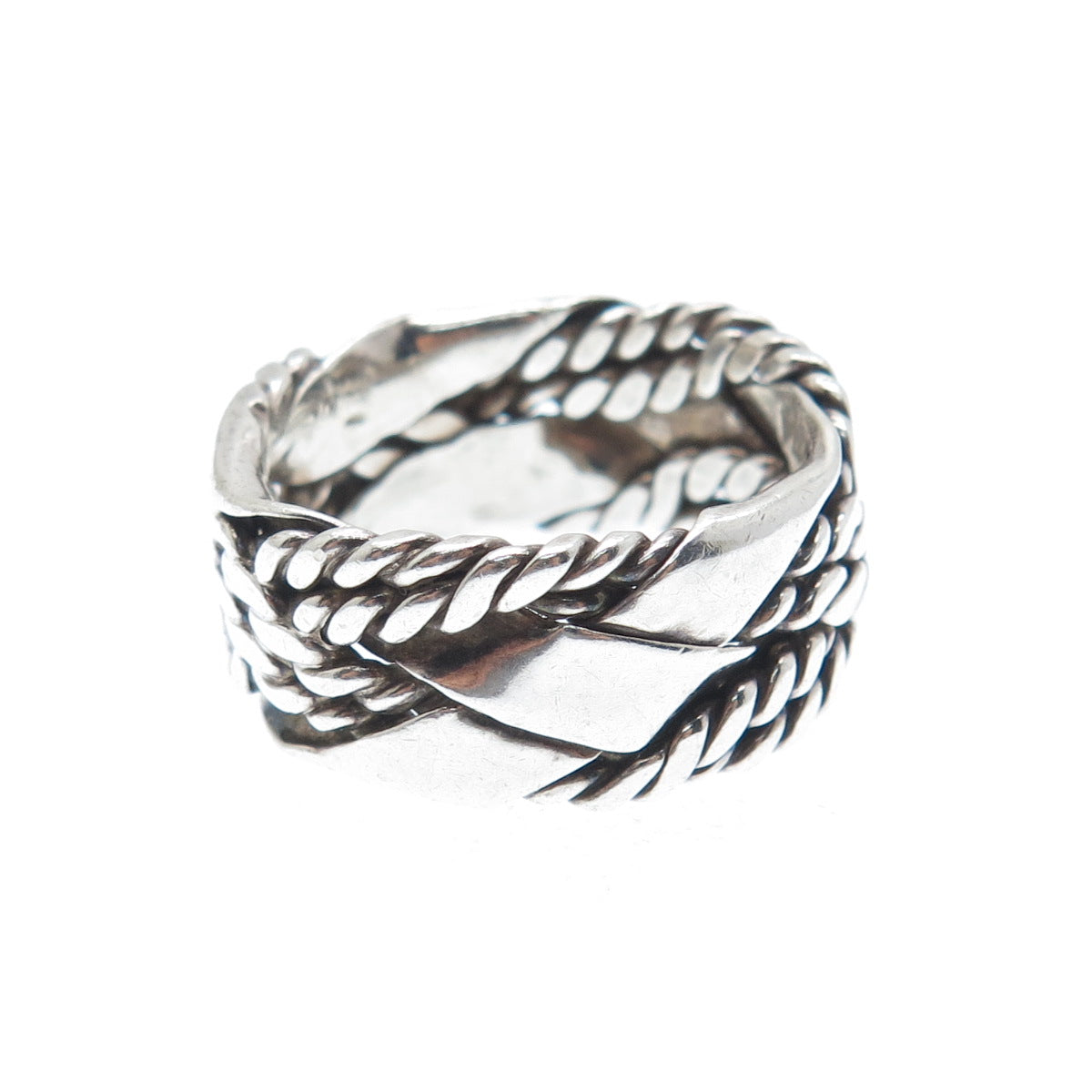 DOMINIQUE DINOUART 925 Sterling Vintage Mexico Crisscross Band Ring Size 6.25