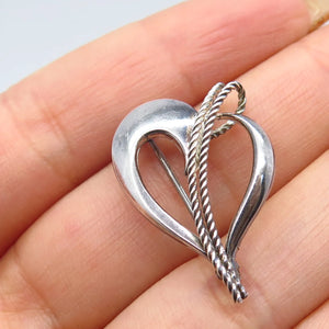 835 Silver Vintage Heart Modernist Pin Brooch