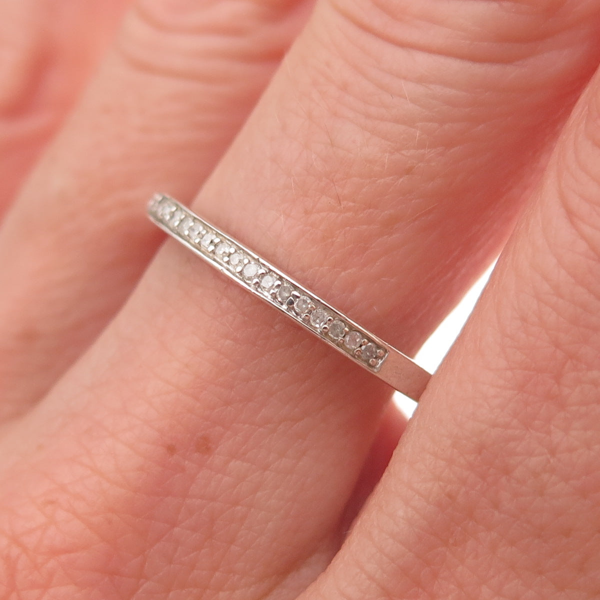 925 Sterling Silver Real Diamond Half Eternity Stackable Band Ring Size 10