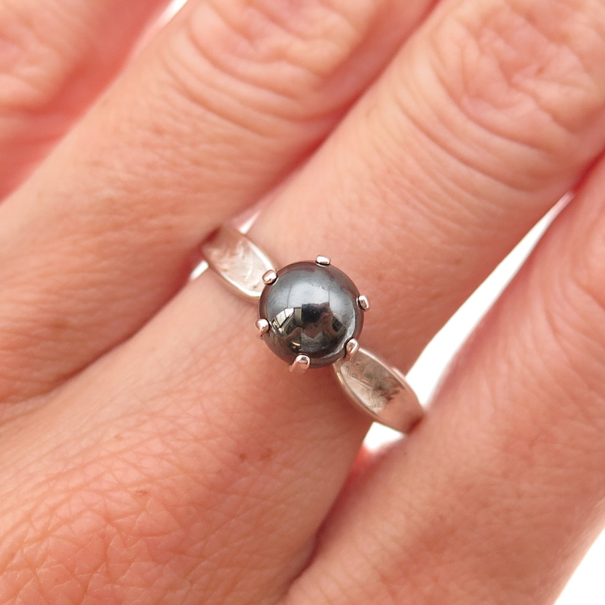 Bell Trading Post 925 Sterling Silver Vintage Real Hematite Oxidized Ring Size 8
