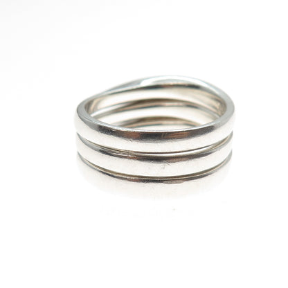 CNA PRANDA Sterling Silver Vintage Enamel SET of 3 Stackable Band Ring Size 9