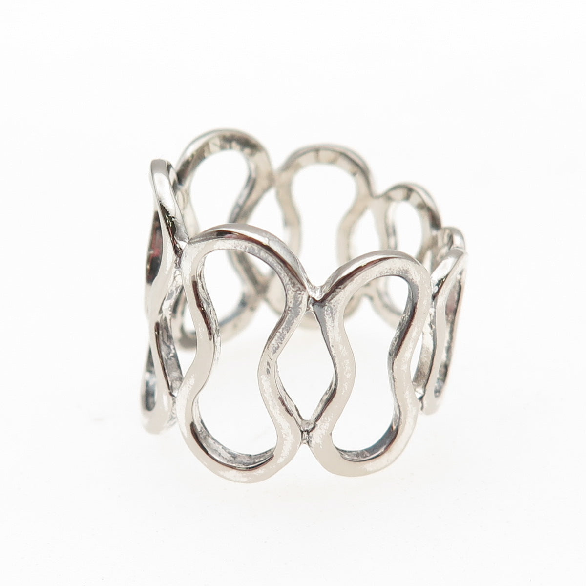 925 Sterling Silver Vintage Modernist Number 8 Ring Size 9.25